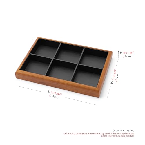Oirlv Black Wood Jewelry Tray 6-Compartment - color: Black, size: 6 grid