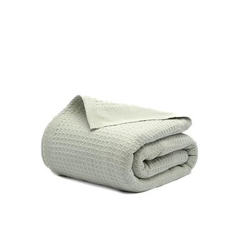 100% Cotton Waffle Weave Blanket for Hot Sleepers, Queen 92" x 90" - color: Sea Foam, size: Queen(92"x90")