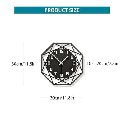 Modern Wall Clocks for Living Room Decor 12in Black Analog Clock - size: 12 Inch