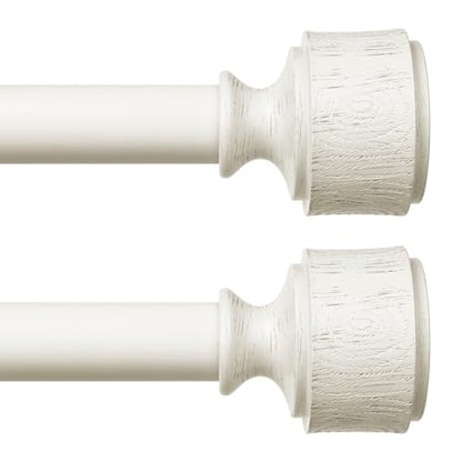 2 Pack Antique White Wood Curtain Rod 36-91 Inch, Farmhouse Rods - color: Off White, size: 36"-91" (2 Pack)