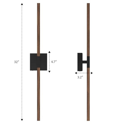 Rayogale Black Walnut Rechargeable Wall Sconce with Remote Control 32 Inch - color: Black & Walnut, size: 32 Inch(2 Pack)