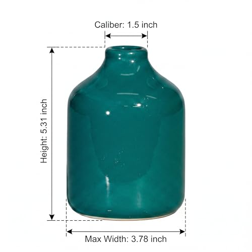 Sunddo Green Ceramic Flower Vase, 5 Inch - color: Dark Green, size: 5 inch
