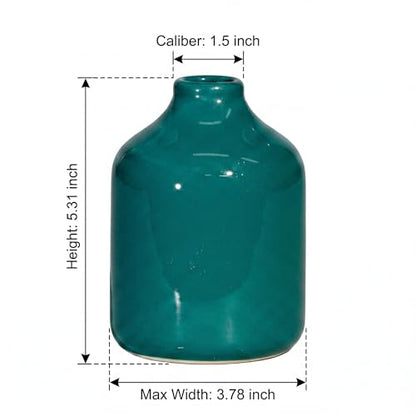 Sunddo Green Ceramic Flower Vase, 5 Inch - color: Dark Green, size: 5 inch