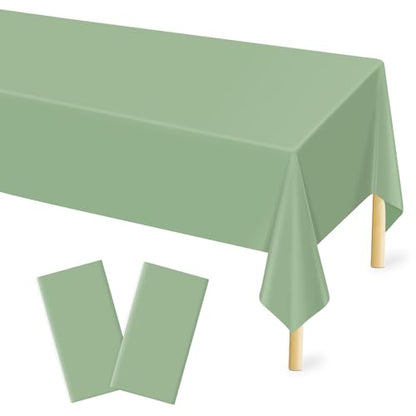Mulbozy 2 Pcs Sage Green Plastic Tablecloth,Sage Green Table Cloth - color: Green, size: 54" X 108" Rectangle