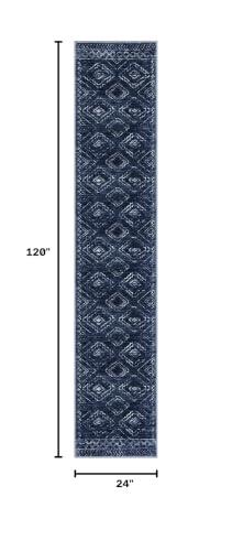 KILOCOCO Washable Runner Rug 2x10 Non Slip Runners for Hallway, Dark Blue - color: Dark Blue, size: 2' x 10' (Runner)