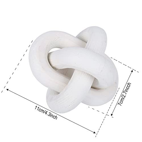 Jlong Wood Knot Decor Chain Link Modern Farmhouse Boho Coffee Table Accent - color: White