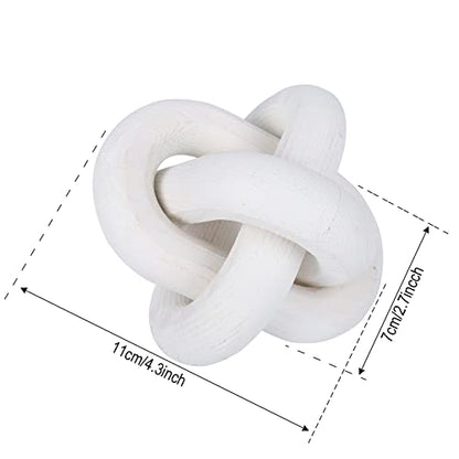 Jlong Wood Knot Decor Chain Link Modern Farmhouse Boho Coffee Table Accent - color: White