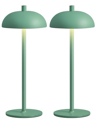 12" Cordless Table Lamps Set of 2, Green Modern Portable Desk Lamp - color: Green (2 Pack)