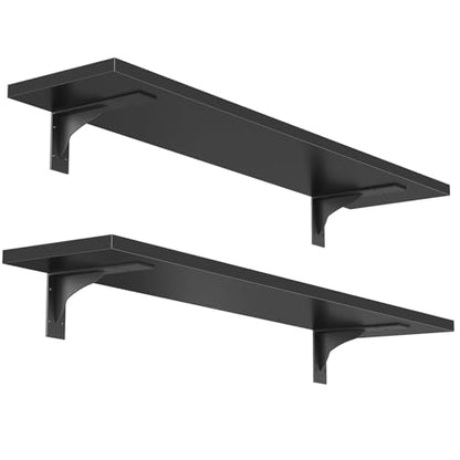 HOOBRO Floating Shelves for Wall, 23.6" Wall Mounted Shelves Set of 2 - color: Black, size: 23.6 Inches