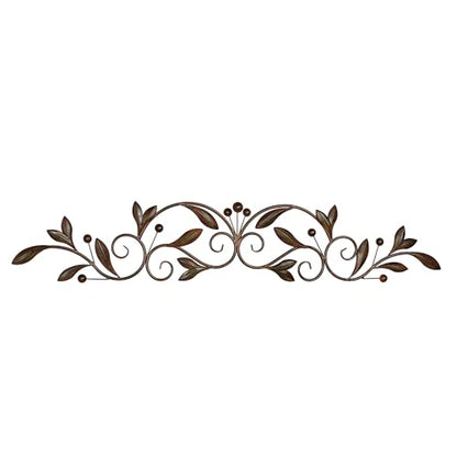 Touch of Class Catalonia Olive Metal Wall Art Topper, Large, Brown - color: Brown, size: 8"L x 46"W