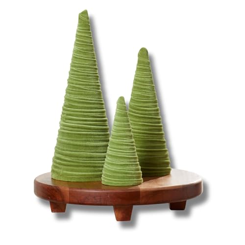 Your Heart's Content Fern Velvet Trees Set of 3 (Fern) - color: Fern