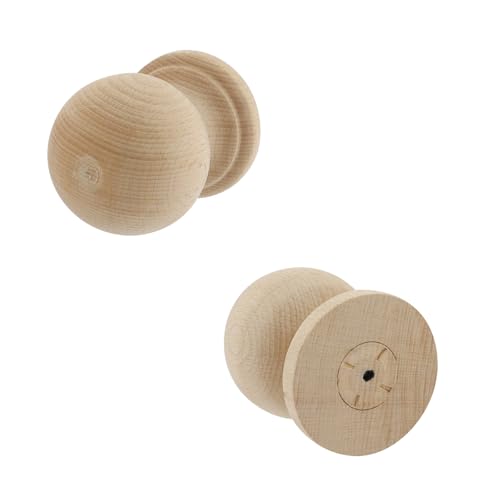 Unfinished Wood Finials,2-1/4 inch Dowel Finial,2PCS - color: Wood, size: 3-1/4"×2-1/4"