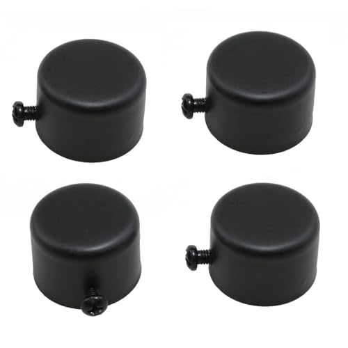 4Pcs Black Metal Curtain Rod End Caps 1.1 Inch