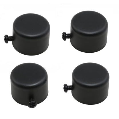 4Pcs Black Metal Curtain Rod End Caps 1.1 Inch