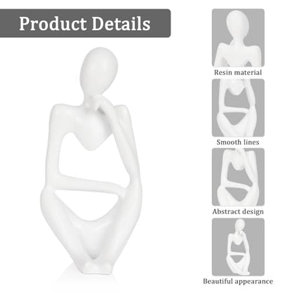 Sandstone Resin Thinker Statue Style Abstract Sculpture, White, Right - color: Small White, size: Right 1pc