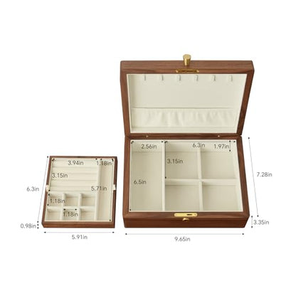 Solid Black Walnut Wood Jewelry Box, With Lock - style: With lock
