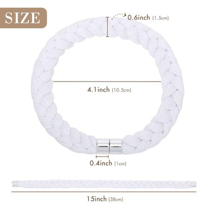 NICEEC 4 Pack Natural Cotton Rope Magnetic Curtain Tiebacks Elegant Twisted Braid Style Drape Tie Backs Soft Hand-Woven Rope Curtain Holdbacks for Home & Office Window Draperies (White-01) - color: White-01, size: 4 Pack
