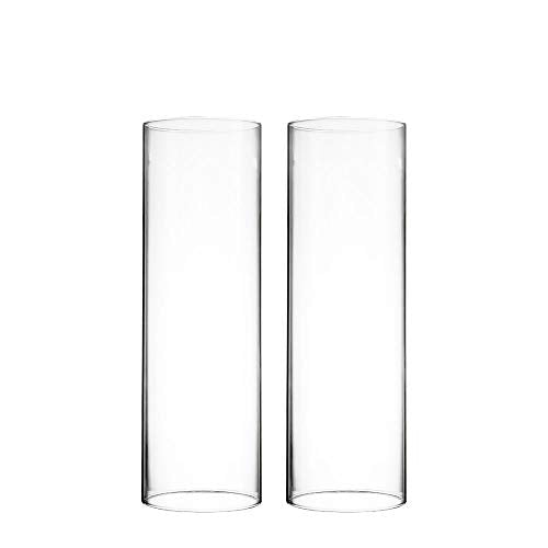 CYS EXCEL 2 PCS (H:10" D:3") Open Ended Glass Hurricane Candleholder Tube Shade | Open Flame Candle Chimney Tube Cover | Bottomless Cylinder - size: 3" wide x 10" tall