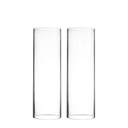 CYS EXCEL 2 PCS (H:10" D:3") Open Ended Glass Hurricane Candleholder Tube Shade | Open Flame Candle Chimney Tube Cover | Bottomless Cylinder - size: 3" wide x 10" tall