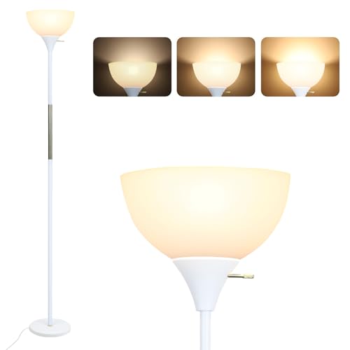 LALISU Floor Lamp, LED Standing Lamp 3 Way Dimmable Brightness Floor Lamp - color: White