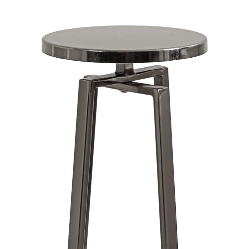Kate and Laurel Zia Modern Metal Round Drink Table, 9 x 9 x 23, Gray Gunmetal, Contemporary Decorative Circle Pedestal Table for Living Room Display and Storage