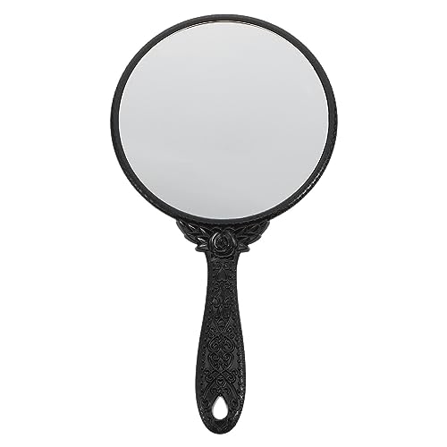 minkissy Retro Hand Mirror Vintage Black Handheld Mirror with Ergonomic Handle Portable Hand Makeup for Women Lightweight Compact Travel Vanity with High Definition Reflection