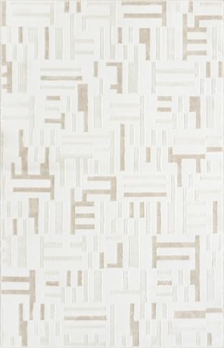 Abani Beige Area Rug - 6' x 9' - Living Room & Bedroom - Geometric Maze Design - Indoor Use - Easy to Clean, Stain Resistant, Non-Shedding - Neutral Collection - size: 6' x 9' (Rectangular)