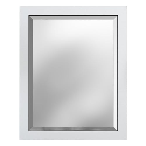 Alaterre Bathroom Vanity Mirror with Beveled Glass, White, 24”x30” - color: White
