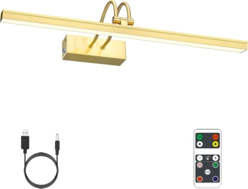 Wireless Picture Light Rechargeable, 16", Brass - color: Brass, size: 16 inches