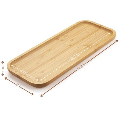 Bamboo Vanity Tray, Bathroom Counter Tray, Toilet Tank Top Tray for Organizing and Decor Display, 14.2 x 6 x 0.8 inch - size: 14.2" x 5.9" x 0.8"
