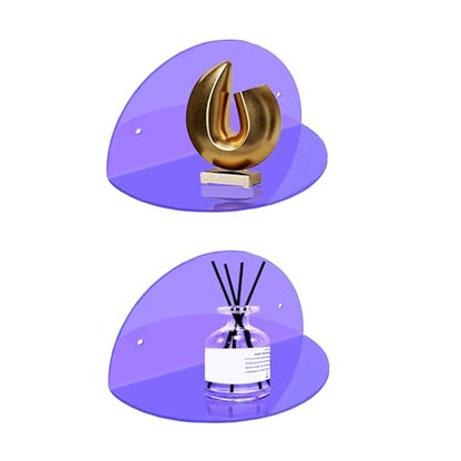 ROYALITA 2-Pack Small Acrylic Shelves Room Decor Floating Shelves, Purple - color: Purple