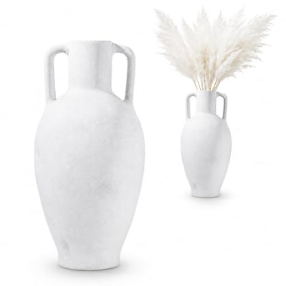 UPWOIGH 20in Ceramic Floor Vase with Handles - color: Off-white, size: 20''