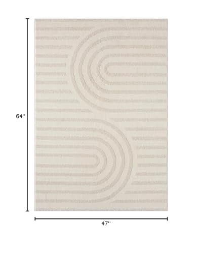 LUXE WEAVERS Modern Geometric High Low Area Rug Cream 4x5 - color: Cream, size: 4' x 5' (Rectangular)