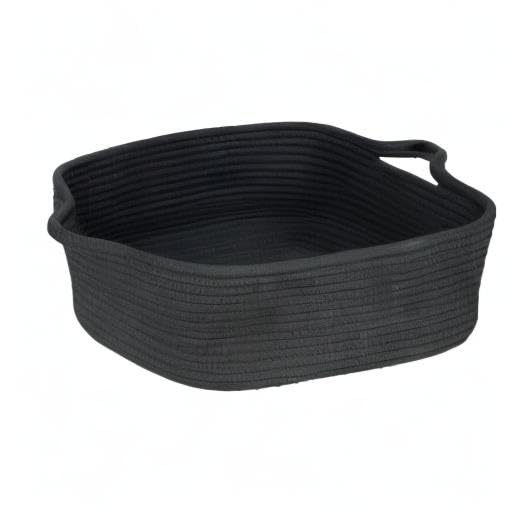 XUANGUO Medium Woven Cotton Rope Storage Basket with Handles, Black - color: black