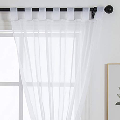 1 Panel Tab Top Sheer Drapery - Girls Room Sheer Voile Curtains - White 57(H) x 55(W) in - color: White, size: 55"W x 57"L (Pack of 1)