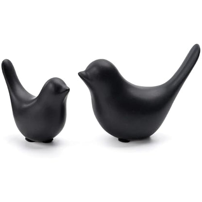 2 Pcs Small Birds Statues Home Decor Ceramic Black Bird Figurines - color: 2 Pcs Blackbirds