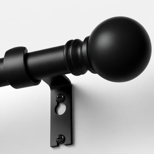 Modern Black Curtain Rods for Windows 28 to 48 Inches Adjustable - color: black, size: 16"-60"|1 Pack