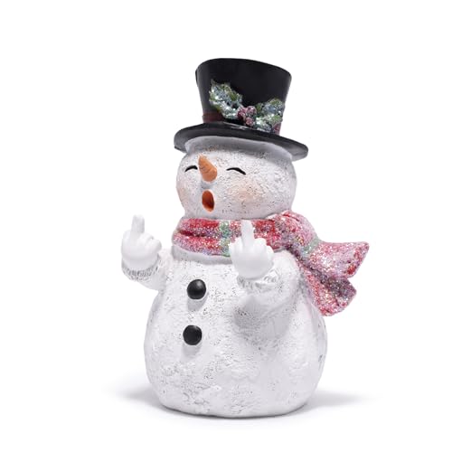 Hodao Christmas Snowman Figurine Decoration, Funny Winter Finger Statue - color: White-1