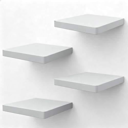 Small Floating Shelves for Wall Set of 4, 8 Inch Square Shelves,Grey - color: Grey, size: 8 Inch-4Pcs