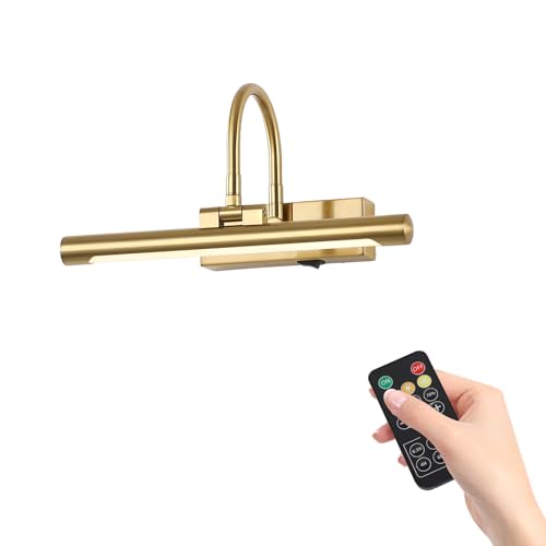 12"Picture Light for Wall Battery Operated Art Lights for Painting Brass Wireless LED Picture Lighting 3CCT Dimmable Gold Art Light Gallery Lighting for Wall Gallery Lighting Portrait Artwork - color: Gold, size: 12IN