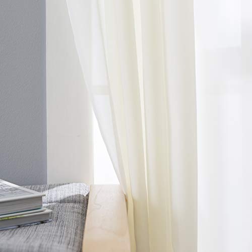 SmartSheer Thermoregulating Semi-Sheer Curtains – Energy-Saving Privacy Panels with UV Light Deflection, Heat & Cold Insulation (Ivory, 63L x 59W, Single Panel) - color: Ivory