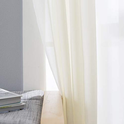 SmartSheer Thermoregulating Semi-Sheer Curtains – Energy-Saving Privacy Panels with UV Light Deflection, Heat & Cold Insulation (Ivory, 63L x 59W, Single Panel) - color: Ivory