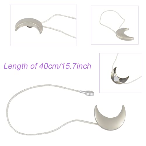 Magnetic Curtain Tiebacks Alloy Moon Curtain Holdbacks Silver/Gold Curtain Tie Backs Curtain Clips Ropes -Set of 2 - color: Siver