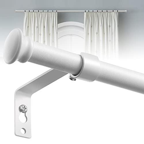 White Curtain Rods for Windows 48 to 93” - 5/8 Inch Heavy Duty Metal Curtain Rods Set - Rustic Farmhouse Drapery Rods with Brackets - Matte - color: Matte White, size: 48-93" (1 Pack)