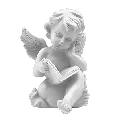 Asng Cherubs Angels Resin Garden Statue Figurine, Adorable Angel Sculpture Memorial Statue, Indoor Outdoor Home Garden Decoration (Reading Cherub)