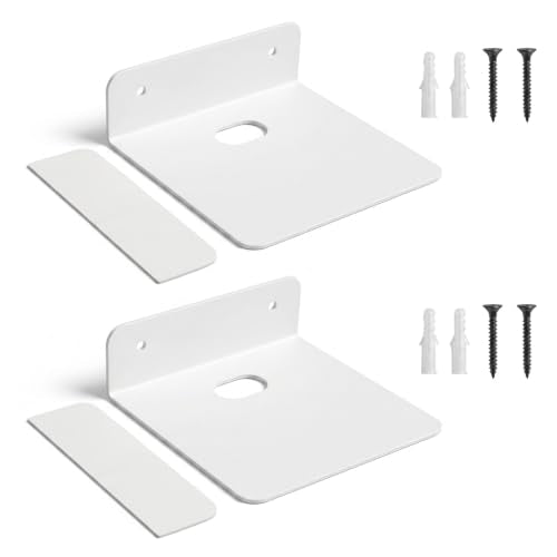 2Pack 5 Inch Small Floating Shelf for Wall, Small Piano White Floating Shelf for Bathroom, Bedroom, Living Room, Kitchen,Office Perfect for Echo, Cameras, Mini Decor, Funkos, Figurines