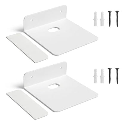 2Pack 5 Inch Small Floating Shelf for Wall, Small Piano White Floating Shelf for Bathroom, Bedroom, Living Room, Kitchen,Office Perfect for Echo, Cameras, Mini Decor, Funkos, Figurines