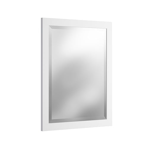 Alaterre Bathroom Vanity Mirror with Beveled Glass, White, 24”x30” - color: White