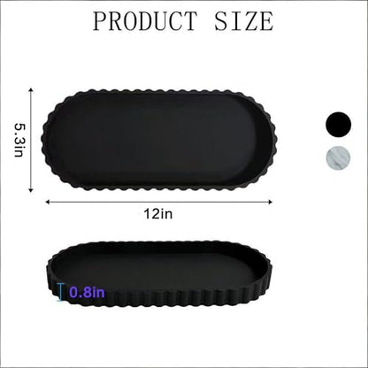 Black Oval Silicone Bathroom Vanity Tray - Decorative Soap Holder - color: Black