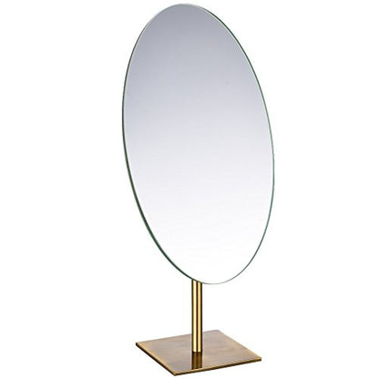 GURUN Large Oval 7"x12" Tabletop Vanity Mirror with Stand Makeup Brass - color: Antique Satin Brass